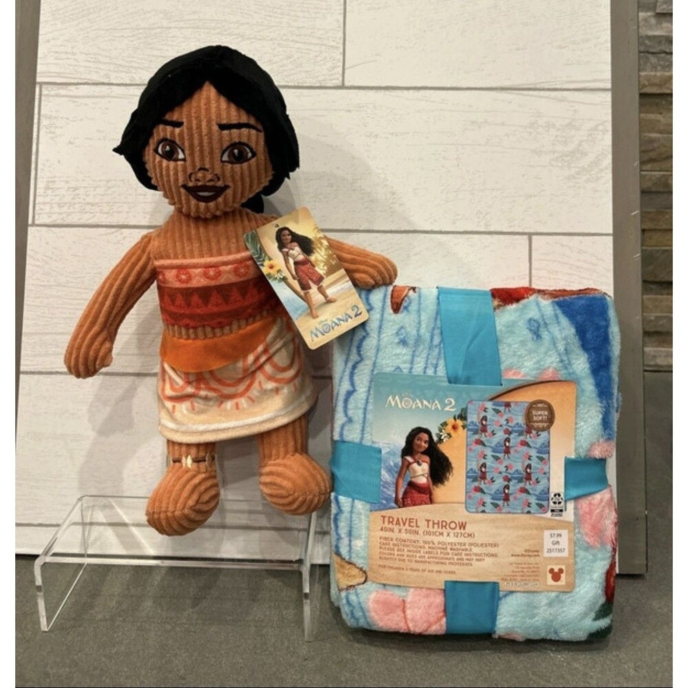 Disney Moana 2 Corduroy Plush & Travel Throw Blanket Super Soft 40x50 in